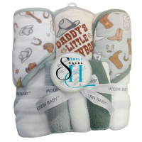 3 Pk Hooded Towels & 3 Washcloth Gift Set